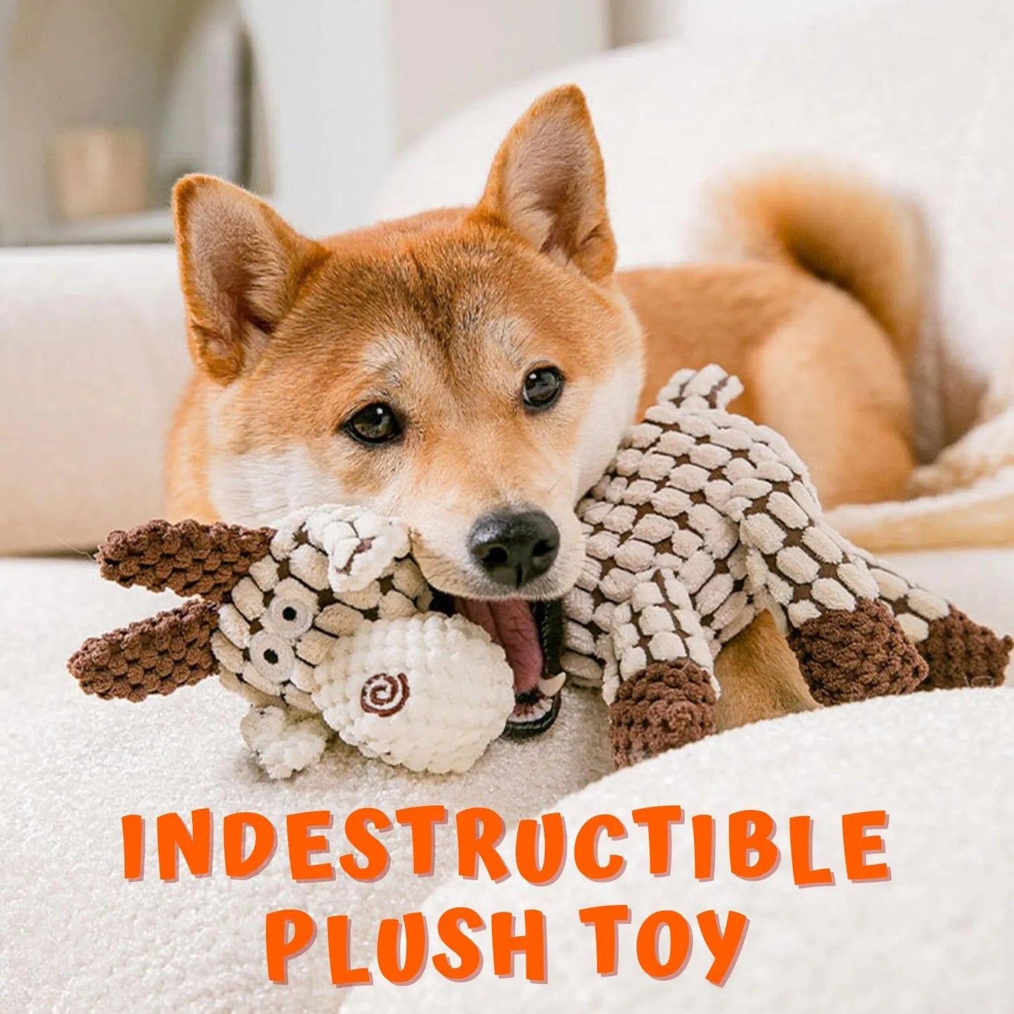 Durable Plush Dog Toy with Built-In Squeaker and Reinforced Fabric