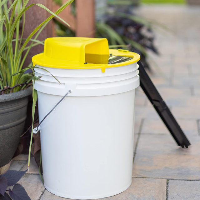 Auto Reset Bucket Mouse Trap with Flip Slide Mechanism and Dual Ladders