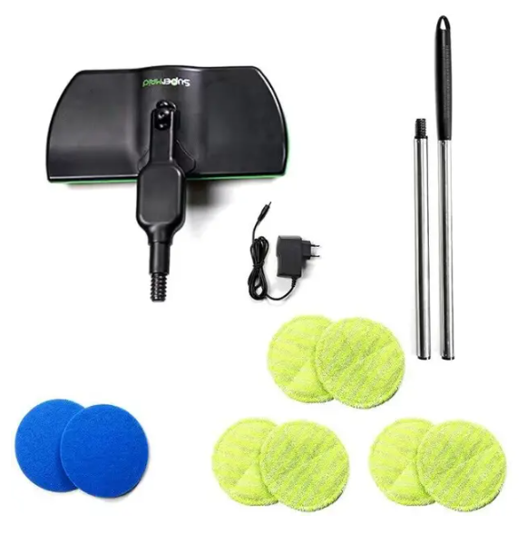 Electric Spin Mop with Dual Motors and Rotating Head, 4 Washable Pads