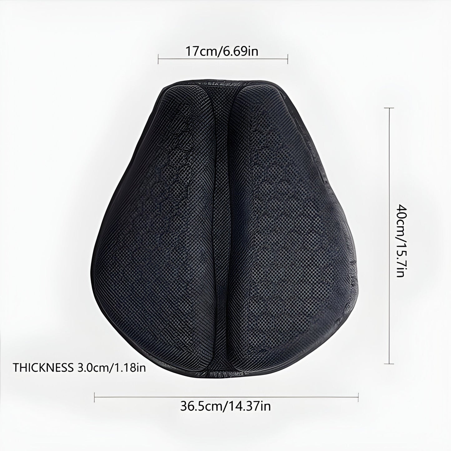 Gel Motorcycle Seat Cushion with Honeycomb Ventilation and Dual Strap Attachment