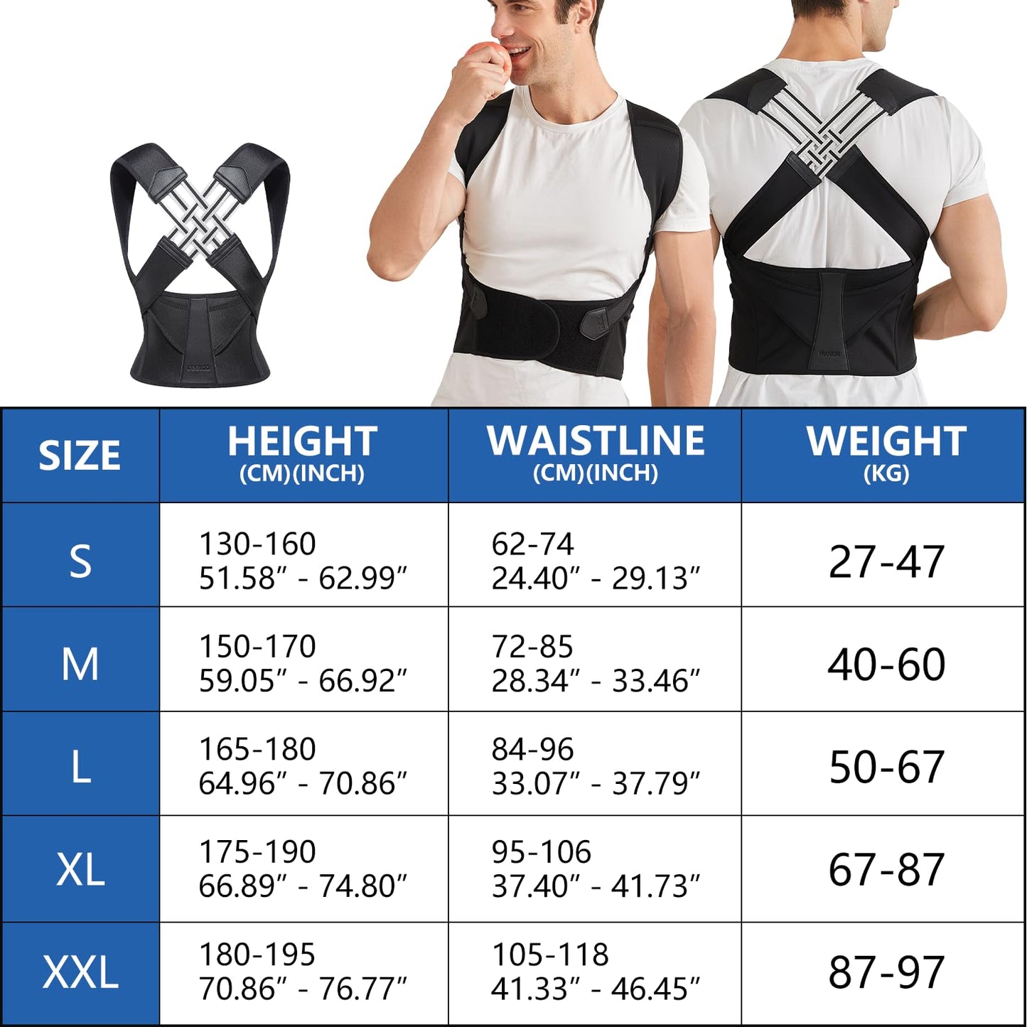 Posture Corrector Brace with Adjustable Cross Straps and Breathable Support