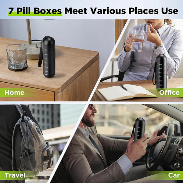 Aluminum Weekly Pill Organizer with Silicone Seals and Stackable Compartments