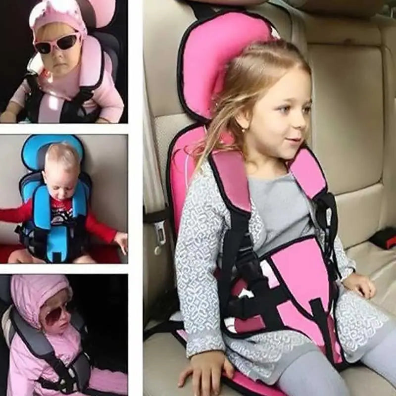Child Car Seat Cushion with Five Point Safety Strap and Breathable Mesh Lining