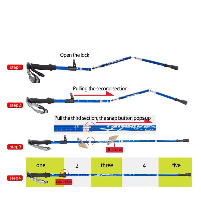 Telescoping Trekking Poles with Twist Lock Adjustment and Lightweight Aluminium Shaft