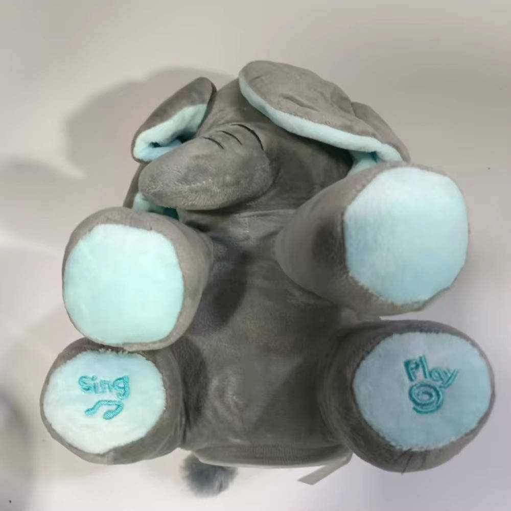 Interactive Plush Elephant with Peekaboo Ears and Two Songs for Toddlers