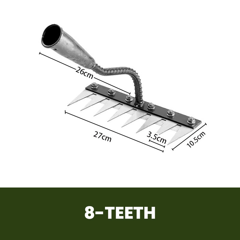 Detachable Rake Head with Carbon Steel Tines and Nail Hole Mounting