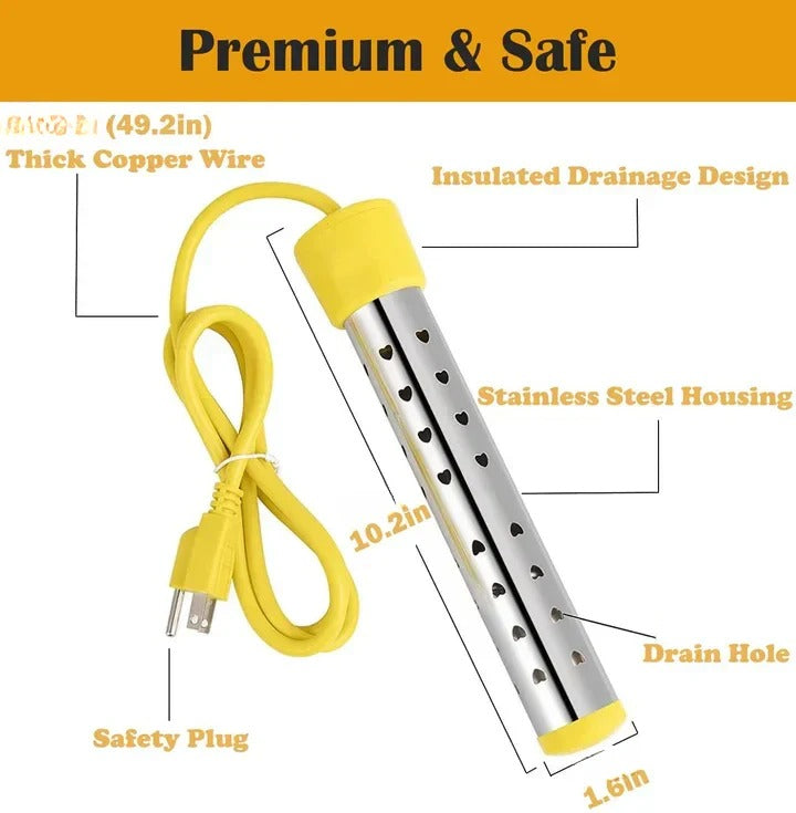 Immersion Water Heater with Stainless Steel Coil and Safety Guard for 220V