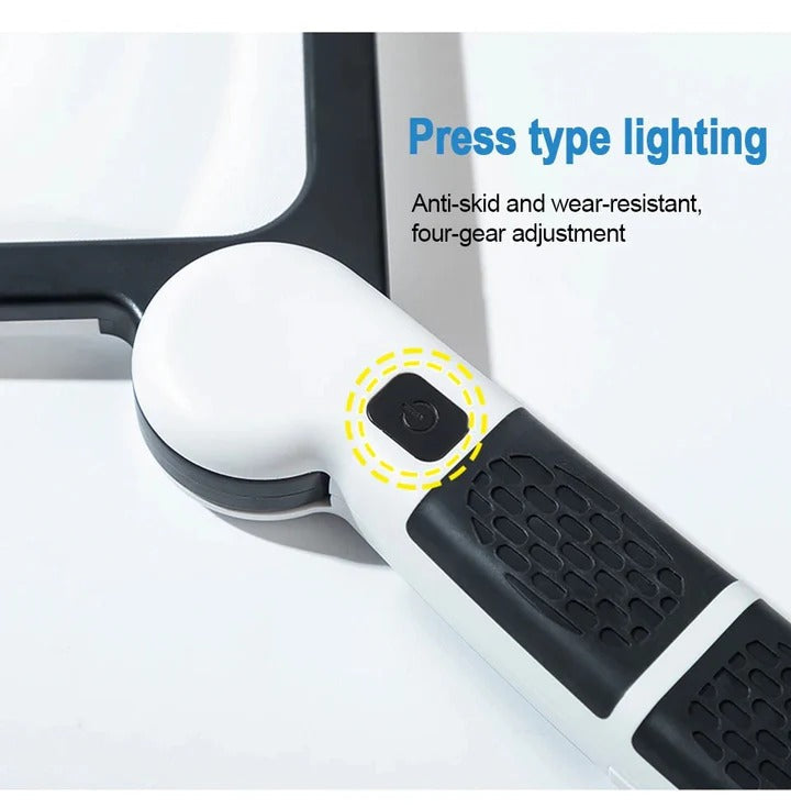 LED Magnifying Glass with 5X Magnification and 48 Dimmable Lights, Foldable Handle