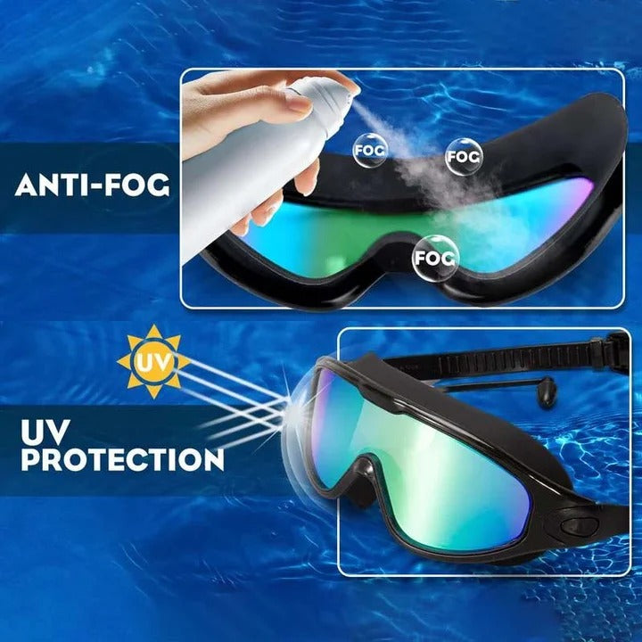 Adjustable Swim Goggles with Anti-Fog Lens and Wide Peripheral View