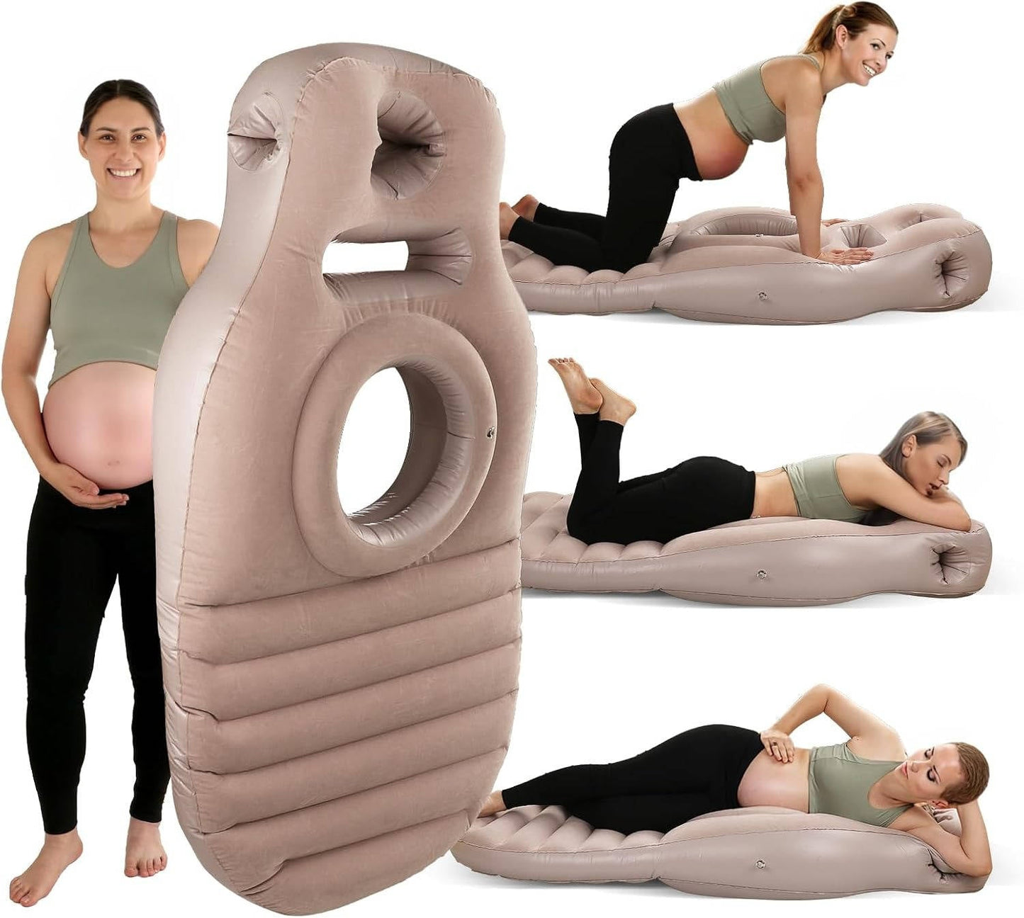 Inflatable Pregnancy Pillow with Belly Cutout and Dual Air Chambers
