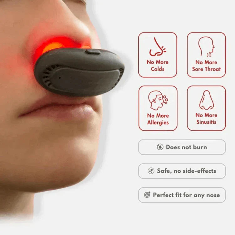 Red Light Nasal Therapy Device with Rechargeable Battery and One Button Control