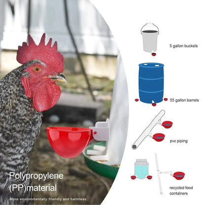Automatic Gravity Chicken Waterer with Spring Valve and Dual Seals, 10-Pack