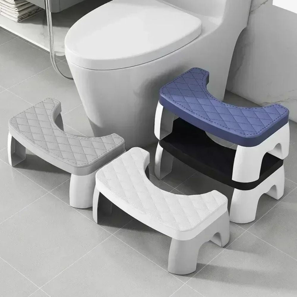 Toilet Squat Stool with Textured Non-Slip Top and Rubber Grips, Compact Design