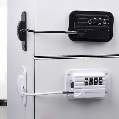 Password Protected Refrigerator Lock with Adjustable Strap and Adhesive Mount