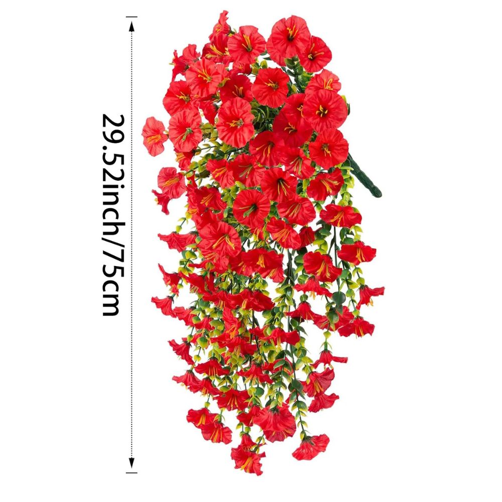 Hanging Morning Glory Vine with UV Resistant Coating and Flexible Stems, 29.52 Inches