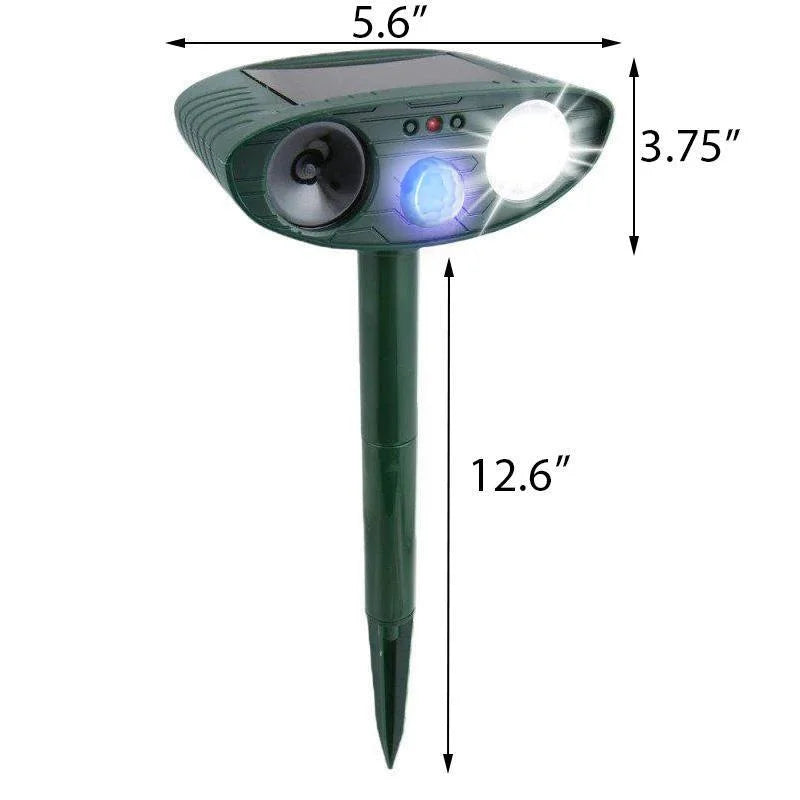Solar Powered Ultrasonic Animal Repeller with Motion Detection and Flashing Light, Set of 4
