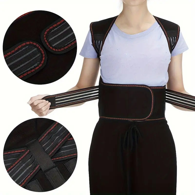 Magnetic Lower Back Support Brace with Removable Plates and Adjustable Straps