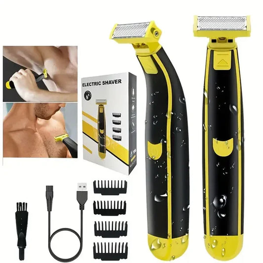 Rechargeable Grooming Trimmer with Four Interchangeable Heads and Floating Blade System