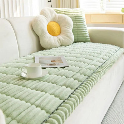 Polyester Sofa Slipcover with Anti Slip Backing and Machine Washable Fabric, Striped Pattern