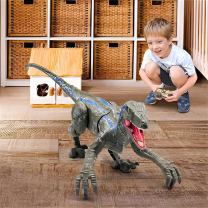 Walking Velociraptor Dinosaur Toy with Wireless Remote and Roaring Sounds
