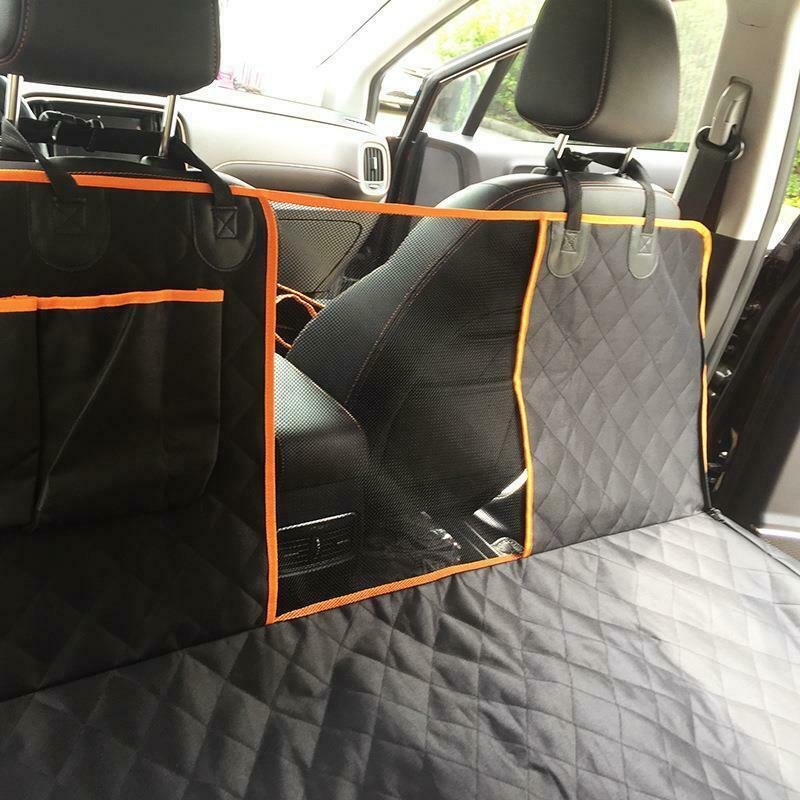 Waterproof Dog Car Seat Hammock with Mesh Window and Zippered Side Panels