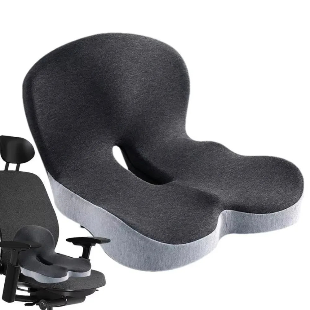 Memory Foam Seat and Back Cushion with Lumbar Support and Ventilation Design