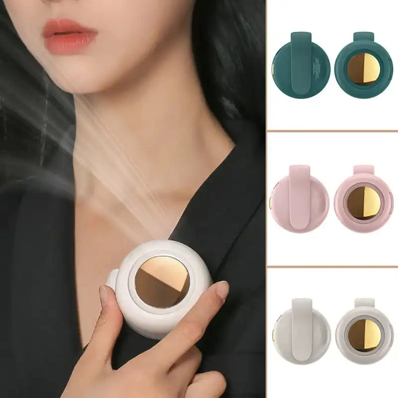 Wearable Clip Fan with Bladeless Motor and Dual Wear Options, 23-Hour Runtime