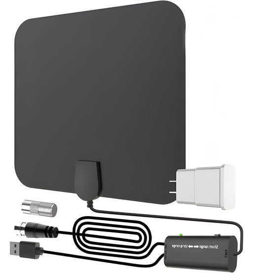 Indoor HDTV Antenna with 37dB Signal Amplifier and 10ft Coaxial Cable