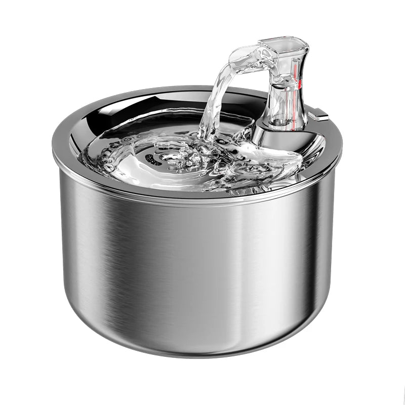 Cat Water Fountain with Four-Layer Filtration and Motion Sensor, Stainless Steel