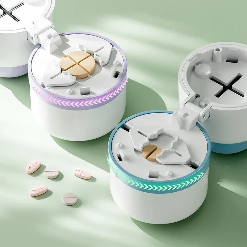Pill Splitter with Stainless Steel Blade and Storage Compartments