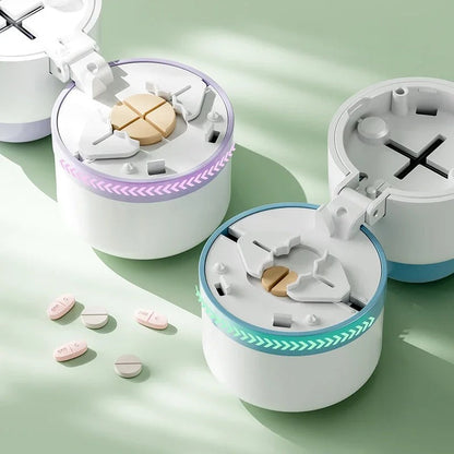 Pill Splitter with Stainless Steel Blade and Storage Compartments