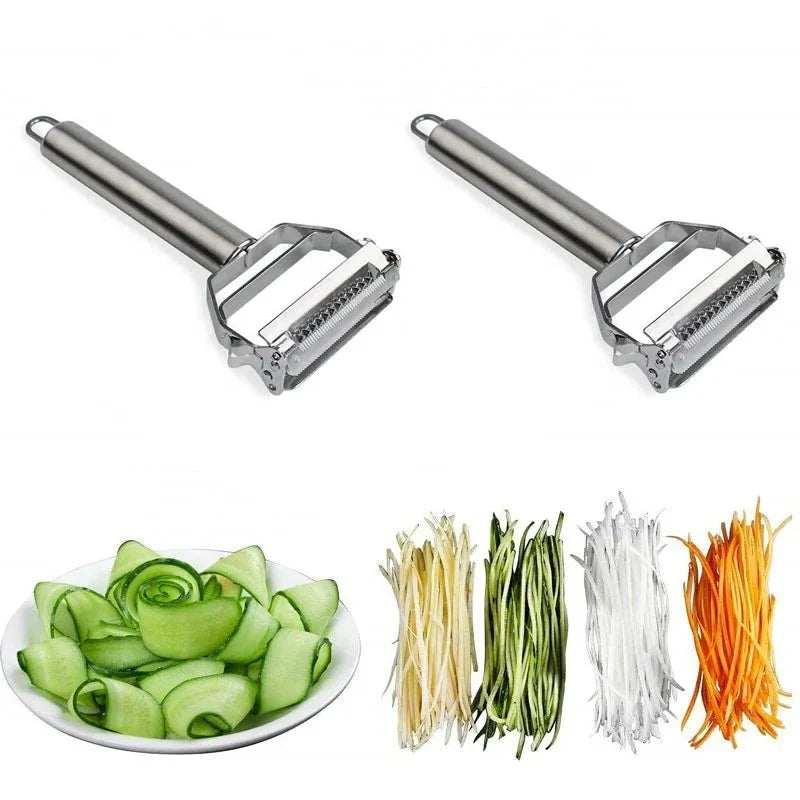 Dual Blade Vegetable Peeler with Julienne Slicer and Stainless Steel Construction