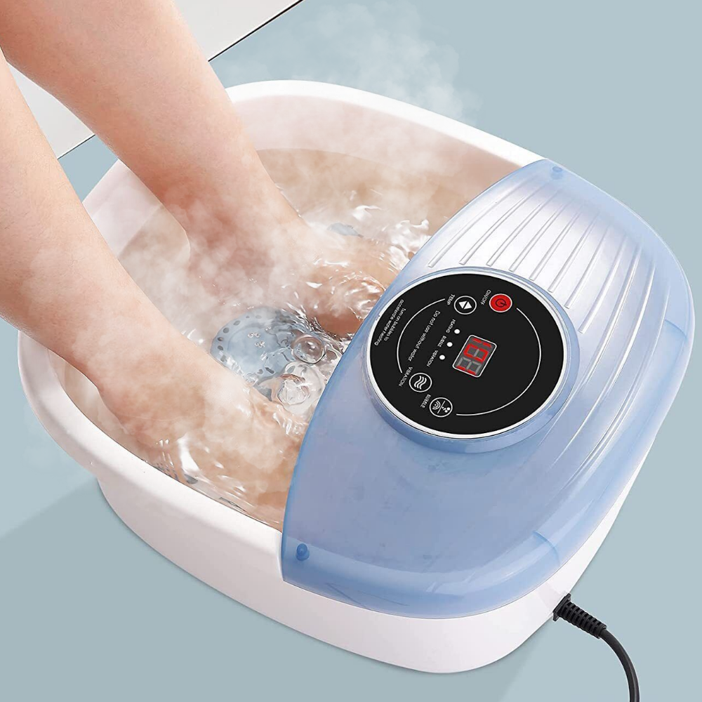 Foot Bath with Heated Water and Vibration Massage Rollers, Bubble Function