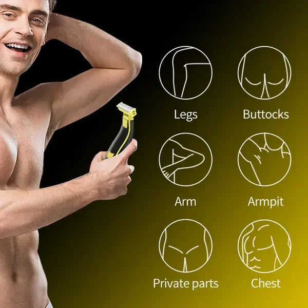 Rechargeable Grooming Trimmer with Four Interchangeable Heads and Floating Blade System