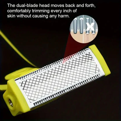 Rechargeable Grooming Trimmer with Four Interchangeable Heads and Floating Blade System