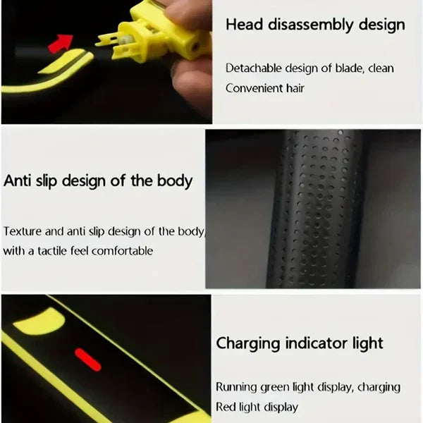 Rechargeable Grooming Trimmer with Four Interchangeable Heads and Floating Blade System
