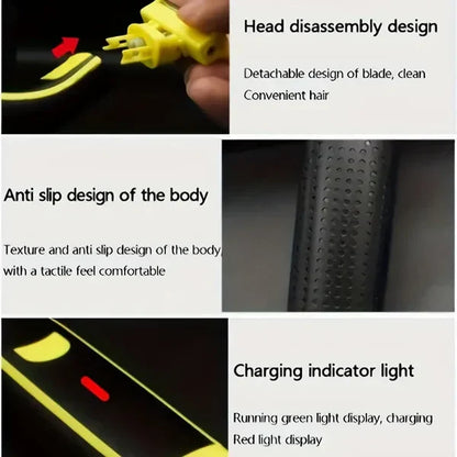 Rechargeable Grooming Trimmer with Four Interchangeable Heads and Floating Blade System