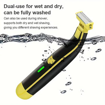 Rechargeable Grooming Trimmer with Four Interchangeable Heads and Floating Blade System