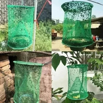 Reusable Fly Trap for Barns and Livestock with Wire Funnel Entry and Natural Bait System
