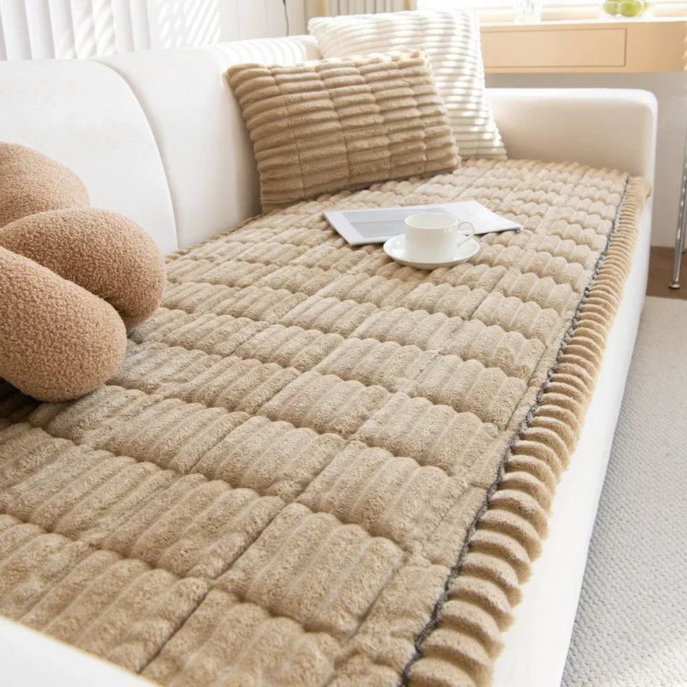 Polyester Sofa Slipcover with Anti Slip Backing and Machine Washable Fabric, Striped Pattern