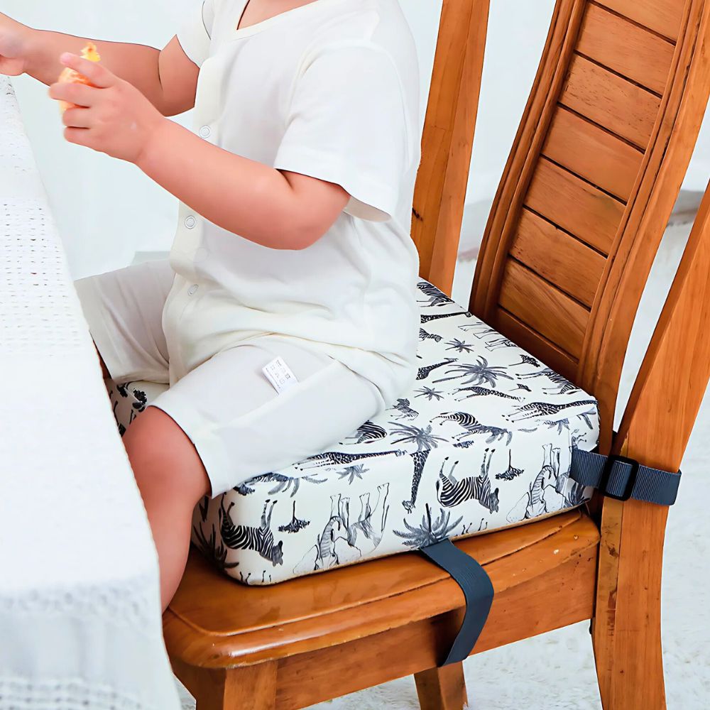 Cushioned Booster Seat with Adjustable Height Layers and Removable Cover for Toddlers