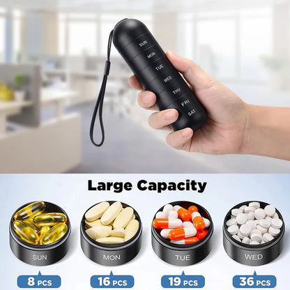 Aluminum Weekly Pill Organizer with Silicone Seals and Stackable Compartments
