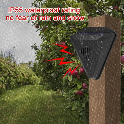 Solar Powered Bird Repeller with 13 Predator Sounds and Automatic Day Night Operation