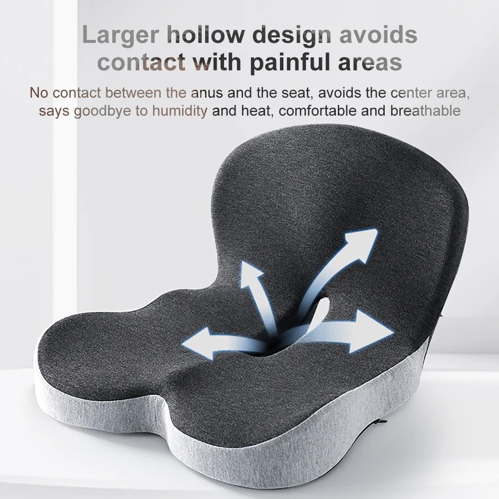 Memory Foam Seat and Back Cushion with Lumbar Support and Ventilation Design