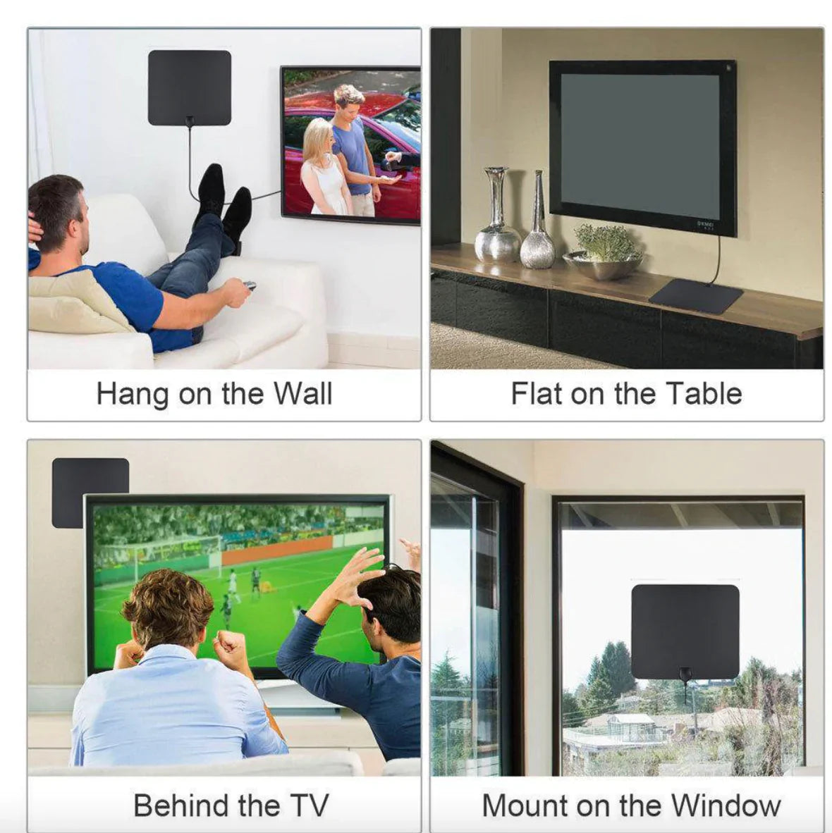 Indoor HDTV Antenna with 37dB Signal Amplifier and 10ft Coaxial Cable