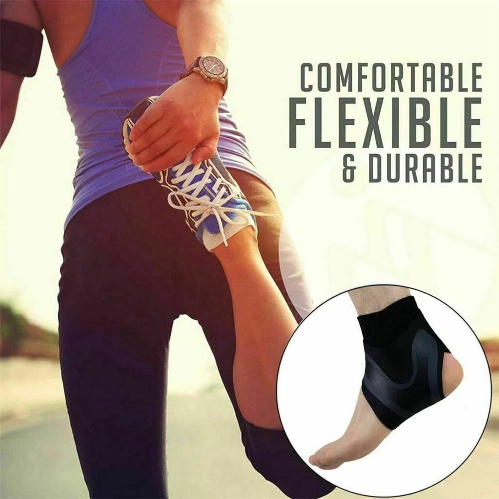 Adjustable Ankle Support Sleeve with Neoprene Compression and Strap System