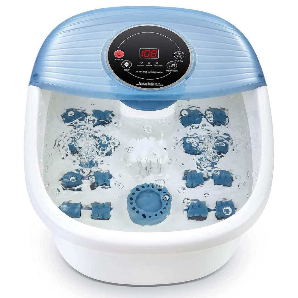 Foot Bath with Heated Water and Vibration Massage Rollers, Bubble Function