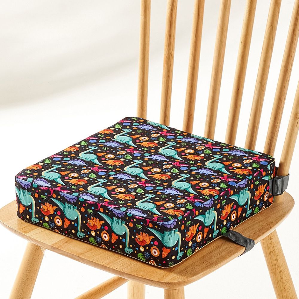 Cushioned Booster Seat with Adjustable Height Layers and Removable Cover for Toddlers