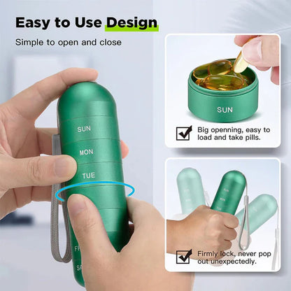 Aluminum Weekly Pill Organizer with Silicone Seals and Stackable Compartments