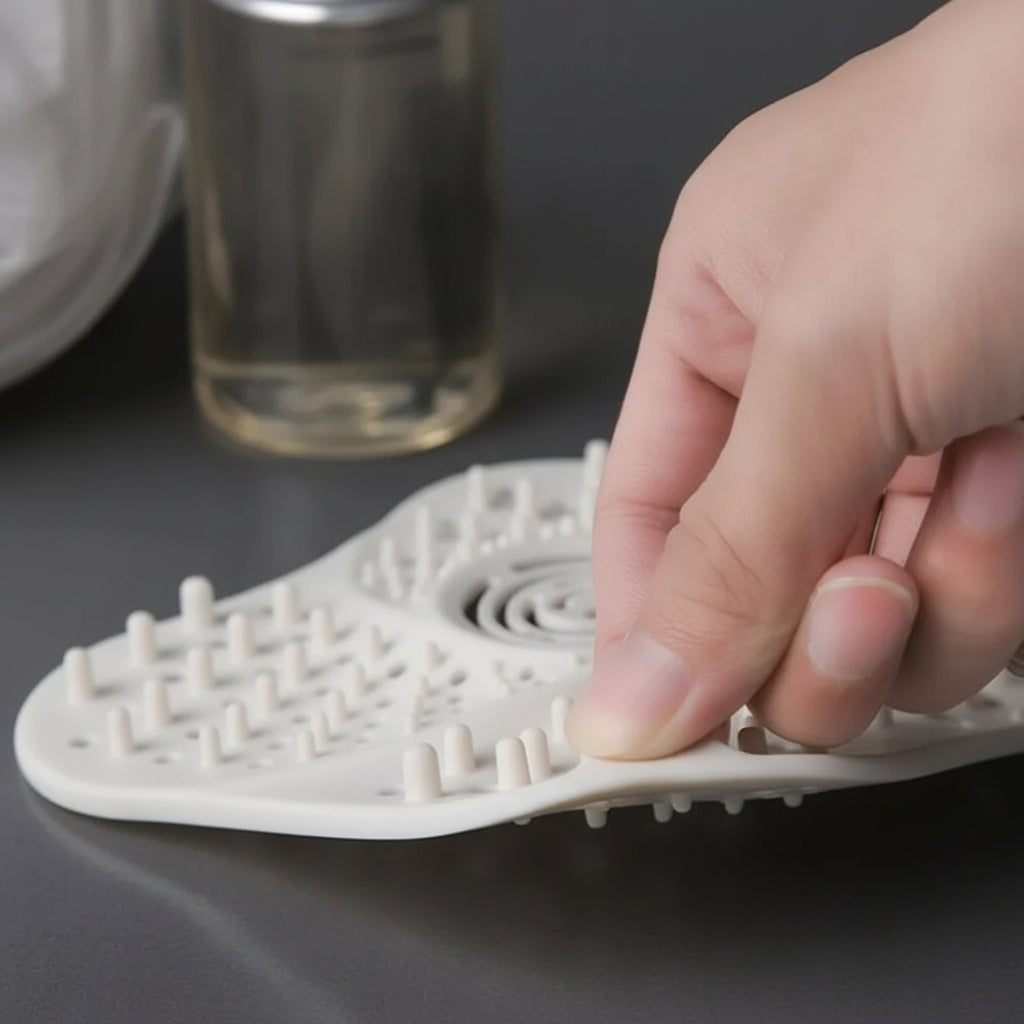 Shower and Sink Drain Hair Catcher with Spiral Ridge Pattern and Suction Cups